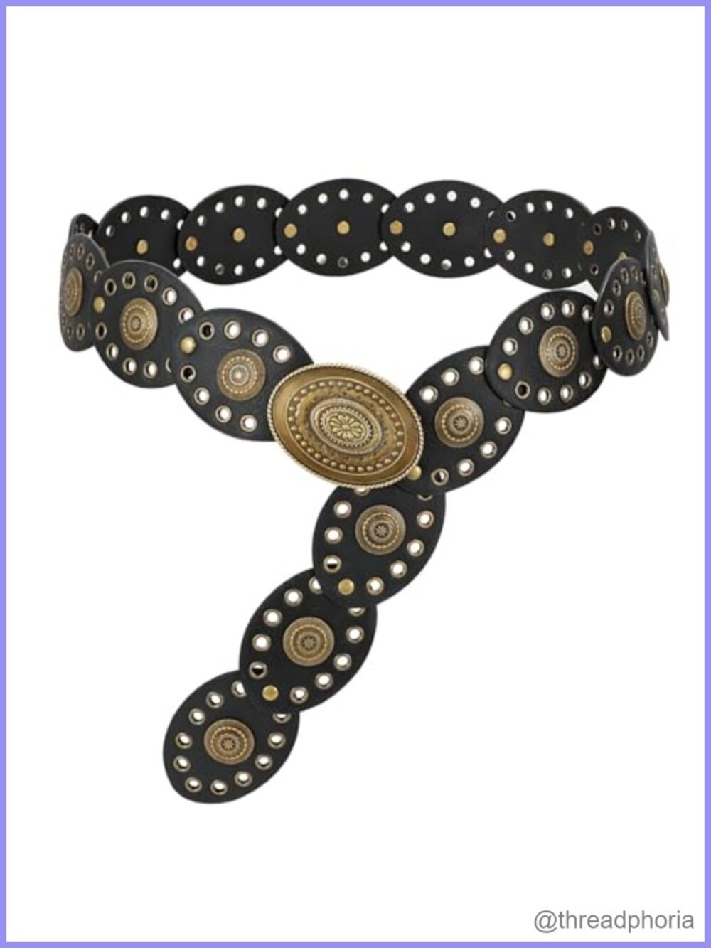 Hollow Western Disc Belt Faux Leather Wide Waist Belt for Women